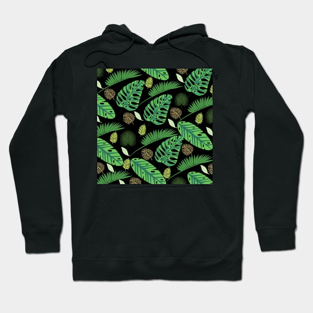 Palm Escapade_Black Background Hoodie by leBoosh-Designs